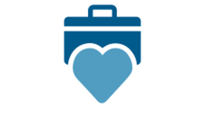 Icon briefcase with heart (Compatibility of career and family)